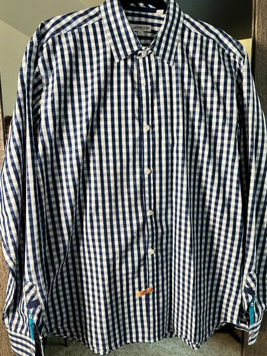 Jeremy Argyle NYC Mens XL Dress Shirt 100% Cotton Blue Checkered Casual - Picture 3 of 7